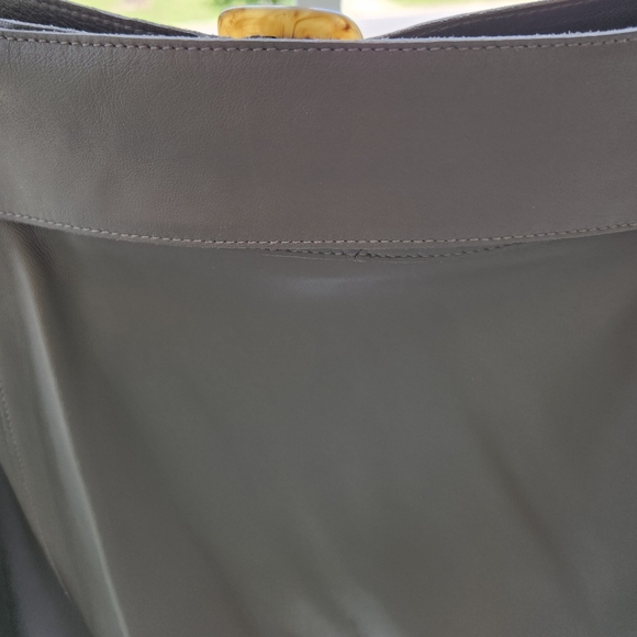 ☘NWOT VINCE Dark Olive Lambskin Leather Midi Skirt with Buckled Belt-Women sz 14 - Picture 8 of 12